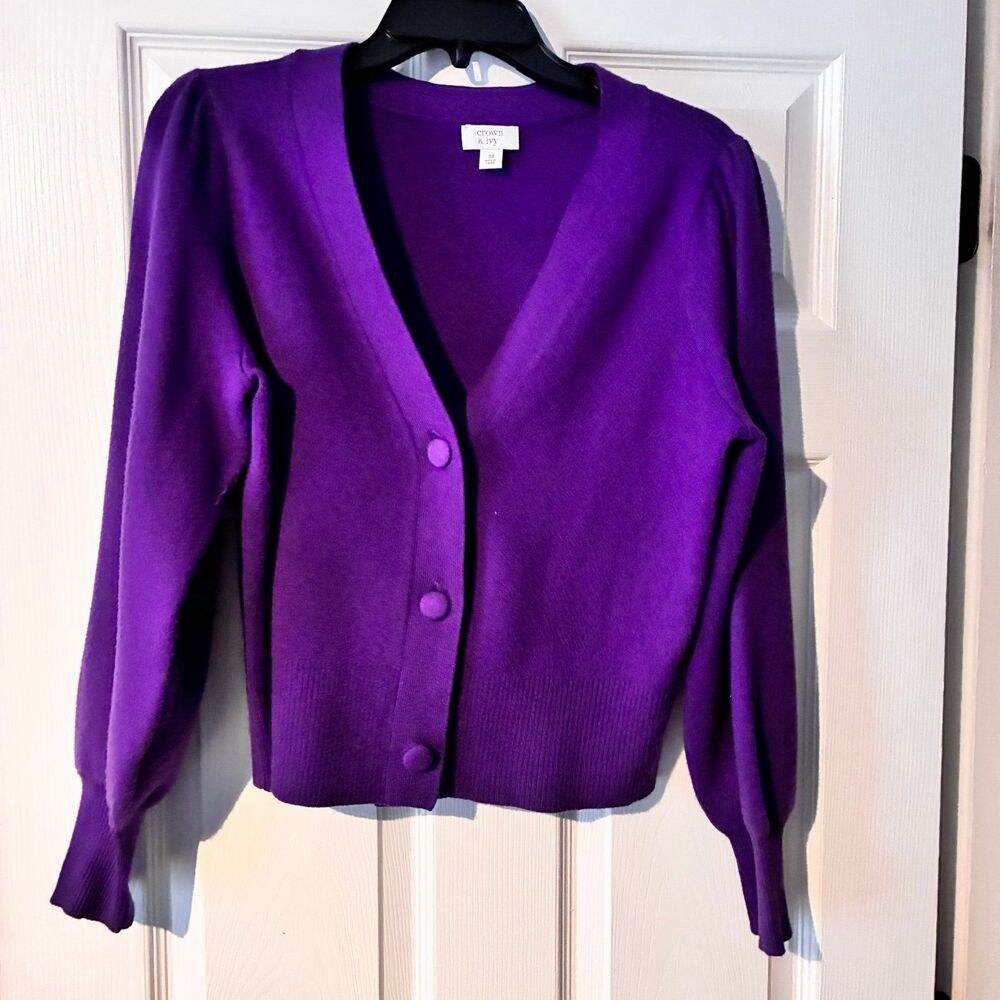 Crown and Ivy Purple Cardigan Sweater